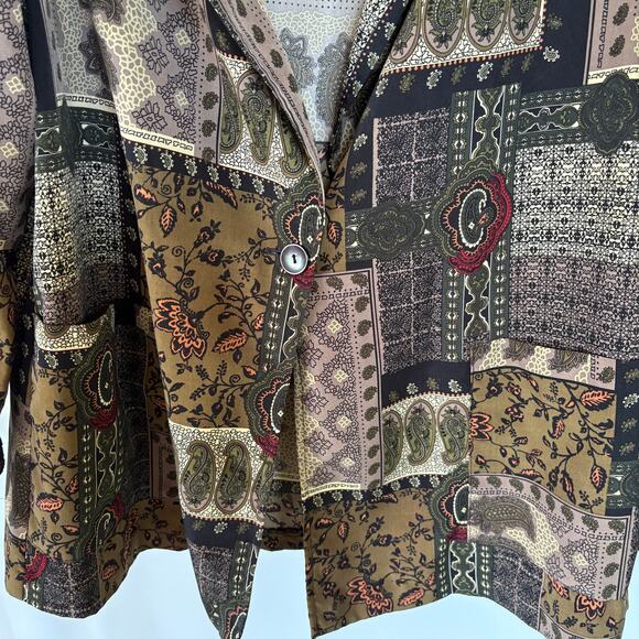Vtg Y2K Fashion Bug Patchwork Maximalist Paisley Bohemian Blazer Jacket 18/20 - Picture 6 of 9